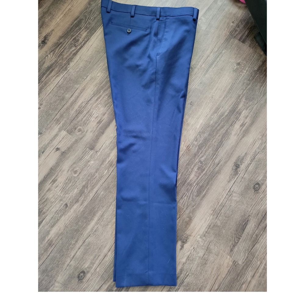 Louis Raphael Mens‎ Slim Fit Dress Pants Blue 36x30 Flat Front Trousers